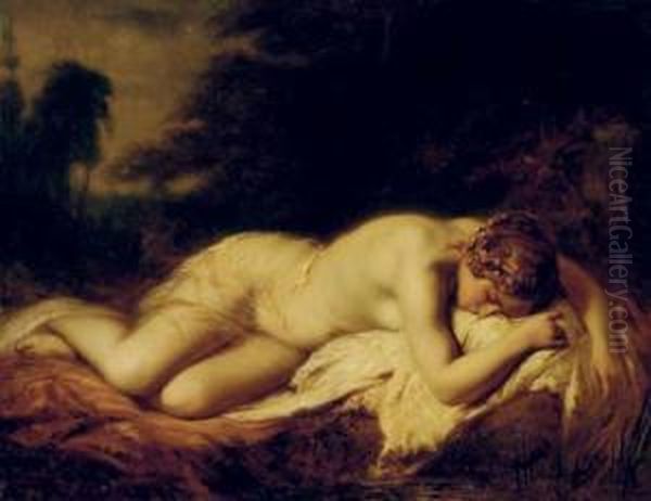 Sleeping Nude Oil Painting by Pierre Oliver Joseph Coomans