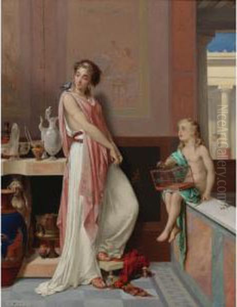 The Favorite Pet Oil Painting by Pierre Oliver Joseph Coomans