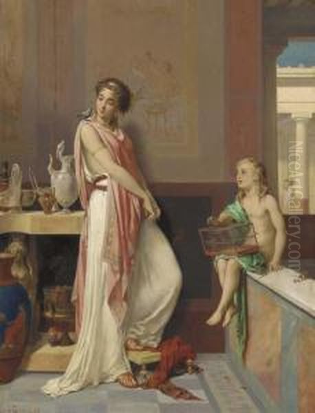 Her Favorite Pet Oil Painting by Pierre Oliver Joseph Coomans