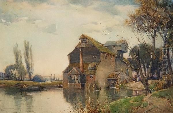 Watermill Oil Painting by Hubert Coop