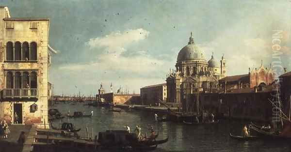 View of the Grand Canal- Santa Maria della Salute and the Dogana from Campo Santa Maria Zobenigo, early 1730s Oil Painting by (Giovanni Antonio Canal) Canaletto