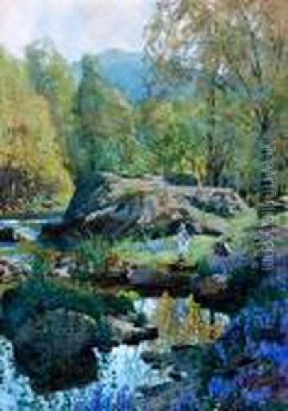 Lakeland Stream In Spring Oil Painting by Alfred Heaton Cooper