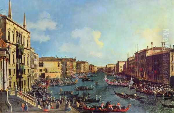 La Regata Vista da Ca'Foscari (Regatta vom Haus Foscari aus gesehen) Oil Painting by (Giovanni Antonio Canal) Canaletto