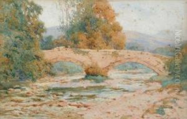 Lakeland Twin Arched Bridge. Oil Painting by Alfred Heaton Cooper