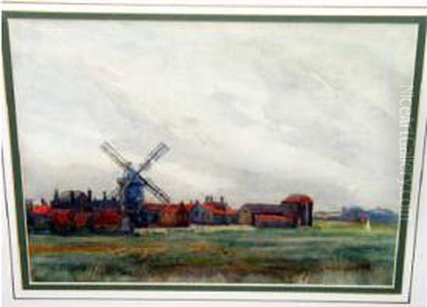 Denmark Village Landscape With Mill Oil Painting by Alfred Heaton Cooper