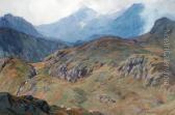 Snowdon From Gwynant Pass, Near Pen-y-gwryd. North Wales Oil Painting by Alfred Heaton Cooper