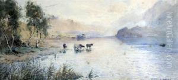 Cattle Watering Oil Painting by Alfred Heaton Cooper