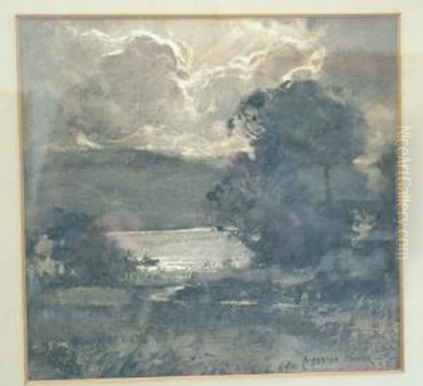 Moonlight On Coniston Lake Oil Painting by Alfred Heaton Cooper