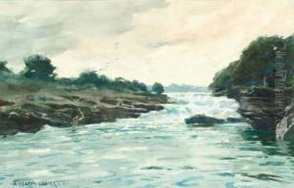 A River In Spate Oil Painting by Alfred Heaton Cooper