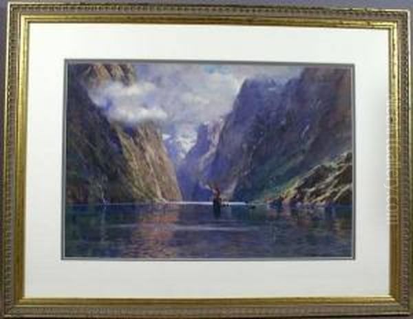 Norwegian Fjords Oil Painting by Alfred Heaton Cooper