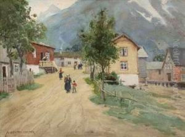 Andalsnes In Romsdal, Norway Oil Painting by Alfred Heaton Cooper