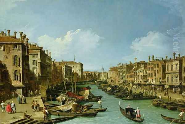 The Grand Canal near the Rialto Bridge, Venice, c.1730 Oil Painting by (Giovanni Antonio Canal) Canaletto