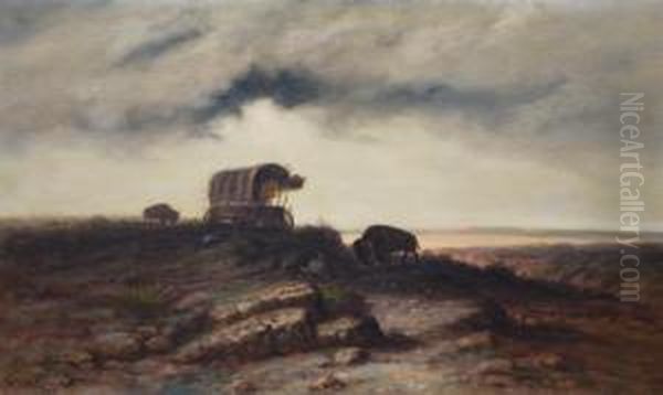 Covered Wagon Oil Painting by Astley David Middleton Cooper