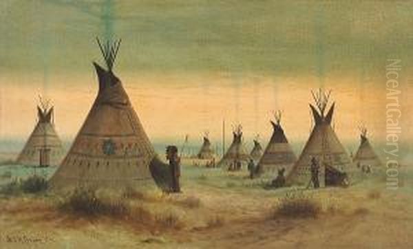 Indian Encampment Oil Painting by Astley David Middleton Cooper