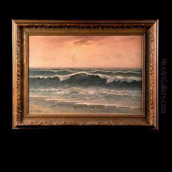 Surf Breaking On The Beach Oil Painting by Astley David Middleton Cooper