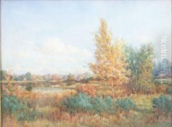 Autumn At The Lake's Edge Oil Painting by Byron Cooper