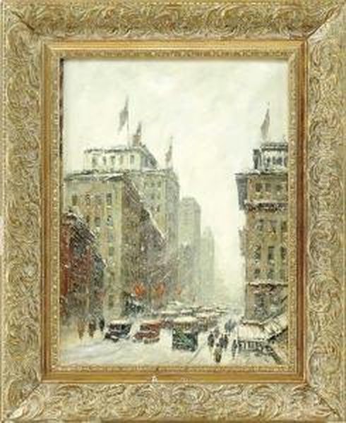 New York City In Winter Oil Painting by Colin Campbell Cooper