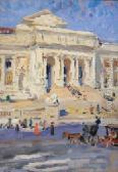 New York Public Library Oil Painting by Colin Campbell Cooper