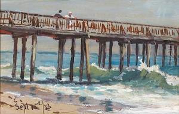 San Diego Pier Oil Painting by Colin Campbell Cooper