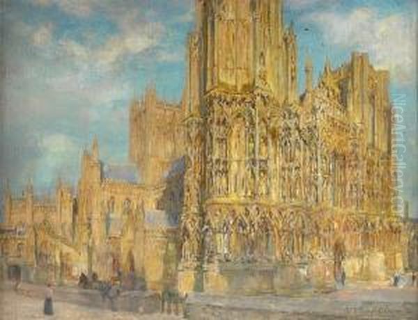 Wells Cathedral Oil Painting by Colin Campbell Cooper