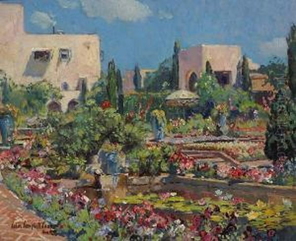 The Terrace, Samarkand Hotel, Santa Barbara Oil Painting by Colin Campbell Cooper