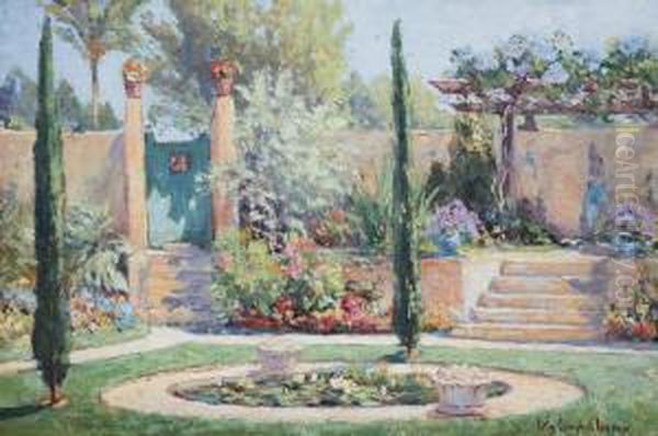 A Garden Path Oil Painting by Colin Campbell Cooper