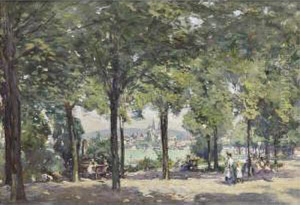 A View Of Zurich By The Lake Oil Painting by Colin Campbell Cooper