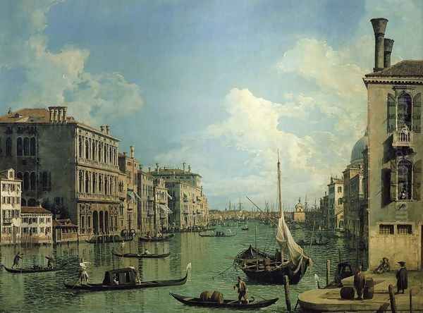 Grand Canal Near the Campo San Vio, Looking Towards the Church of Santa Maria della Salute Oil Painting by (Giovanni Antonio Canal) Canaletto