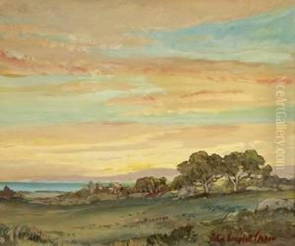 Santa Barbara Coastal - Channel Islands In Distance Oil Painting by Colin Campbell Cooper