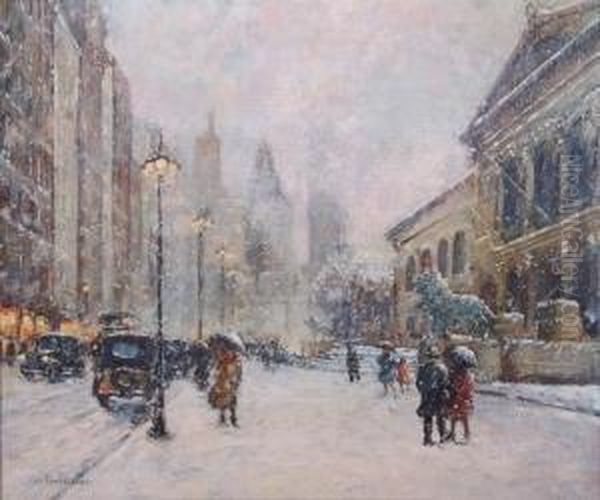 Outside The Art Institute Of Chicago Oil Painting by Colin Campbell Cooper