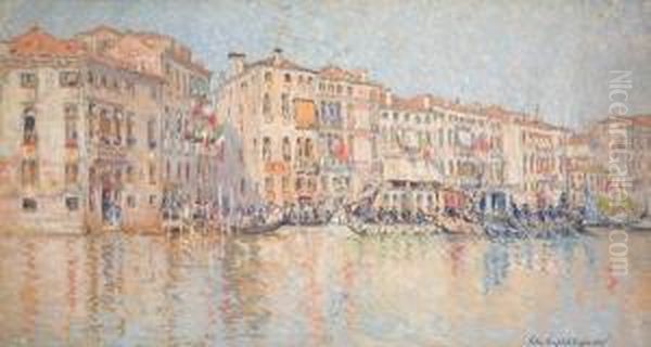 Along A Venetian Canal Oil Painting by Colin Campbell Cooper