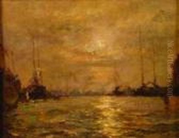 Harbor Scene Oil Painting by Colin Campbell Cooper