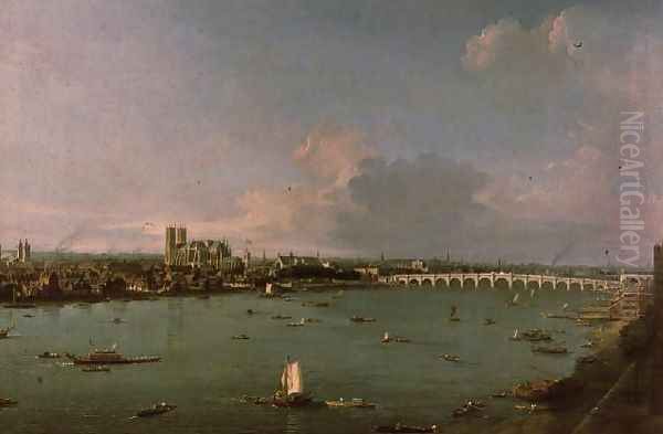 View of the Thames from South of the River Oil Painting by (Giovanni Antonio Canal) Canaletto