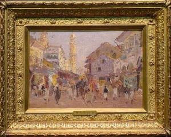 North African Market Oil Painting by Colin Campbell Cooper