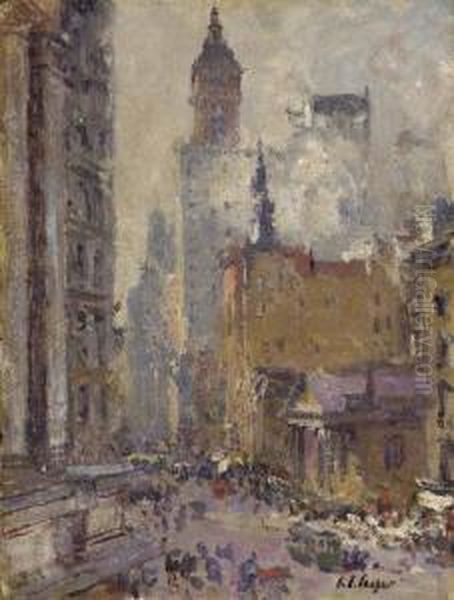 Broadway From The Post Office Oil Painting by Colin Campbell Cooper