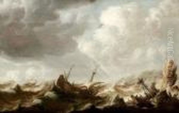 Marine Sur Une Cote Rocheuse Oil Painting by Pieter Jansz. Coopse