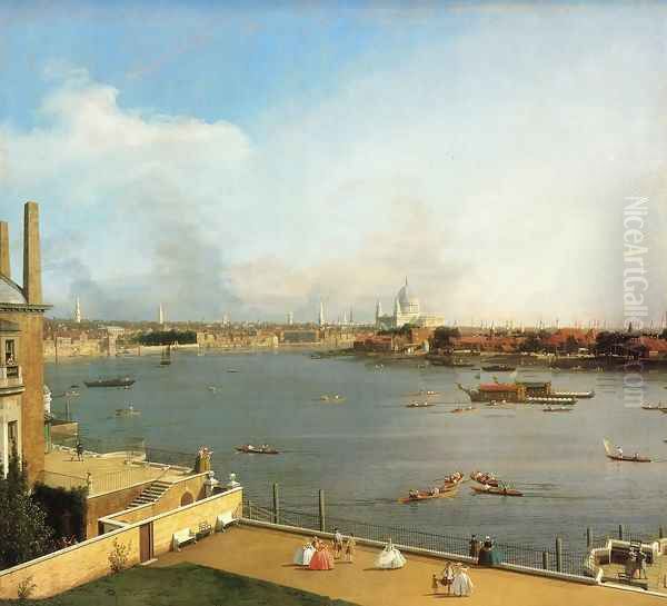 The Thames and the City of London from Richmond House Oil Painting by (Giovanni Antonio Canal) Canaletto