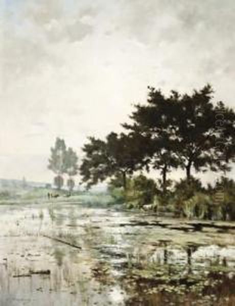 Etang Du Cure A Genck Oil Painting by Joseph Theodore Coosemans