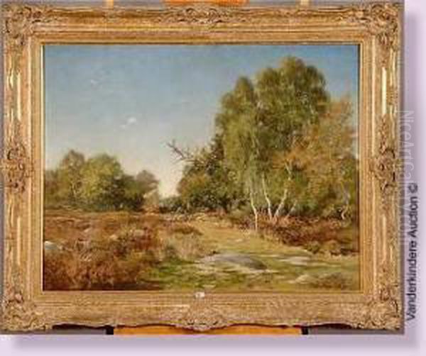 Berger Et Son Troupeau Dans Les Environs De Fontainebleau Oil Painting by Joseph Theodore Coosemans