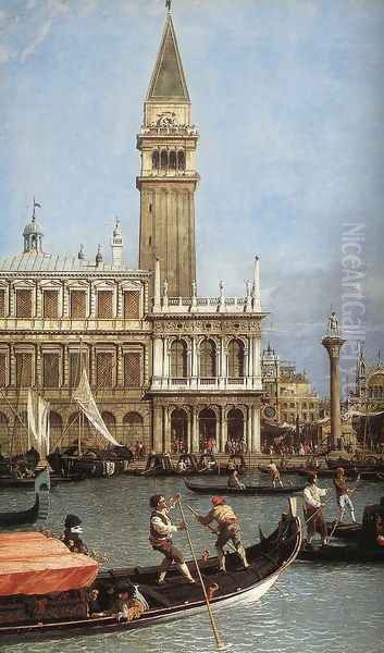 Return of the Bucentoro to the Molo on Ascension Day (detail) Oil Painting by (Giovanni Antonio Canal) Canaletto