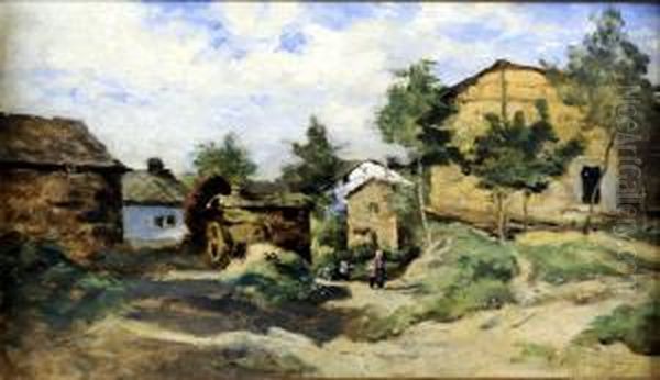 Village De Campagne Oil Painting by Joseph Theodore Coosemans