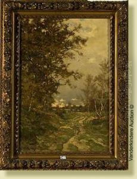 Chemin De Campagne Anime Oil Painting by Joseph Theodore Coosemans