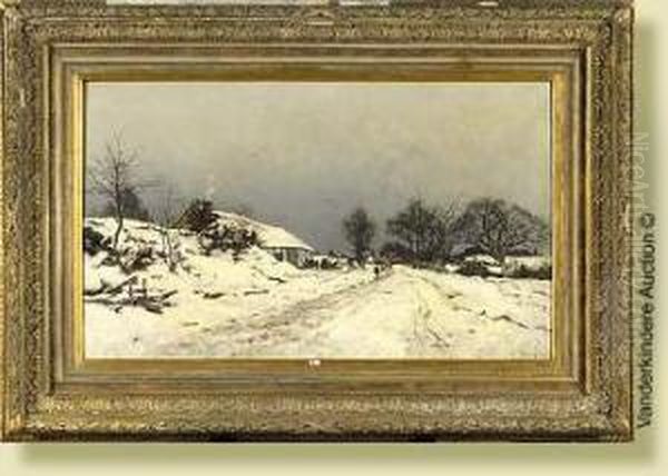 Paysage Du Limbourg Anime Sous La Neige Oil Painting by Joseph Theodore Coosemans