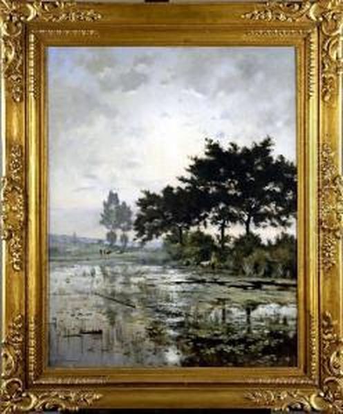 [etang Du Cure, A Genck] Oil Painting by Joseph Theodore Coosemans