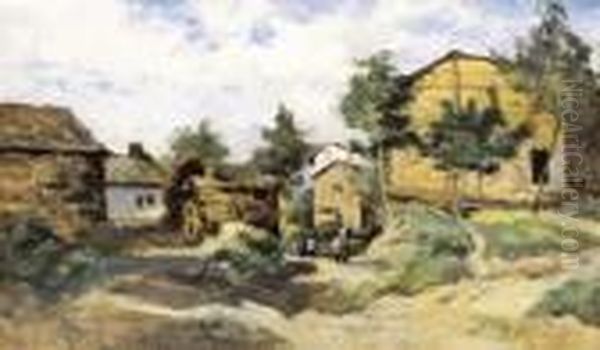 Op Het Erf Oil Painting by Joseph Theodore Coosemans