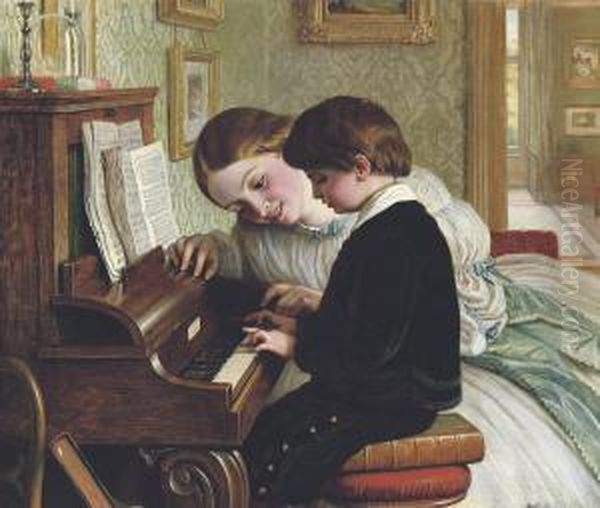 The Music Lesson Oil Painting by Charles West Cope