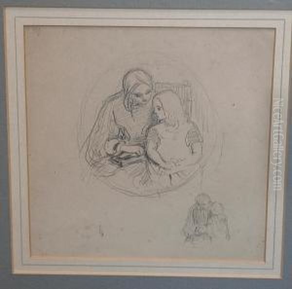 Study Of Mother And Child Oil Painting by Charles West Cope