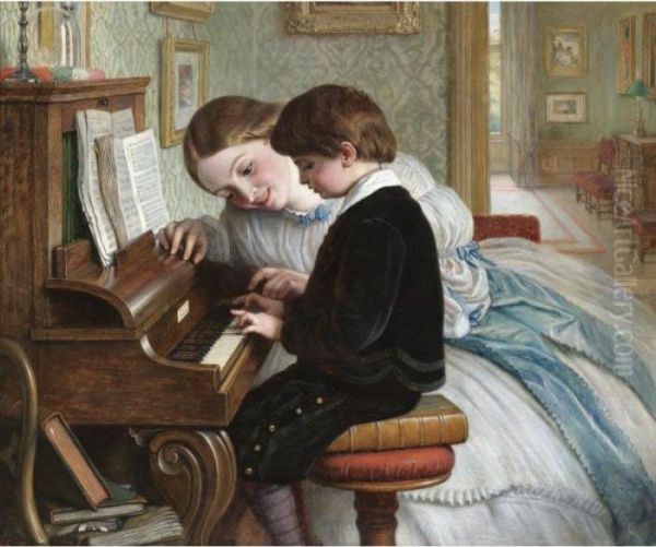 The First Music Lesson Oil Painting by Charles West Cope