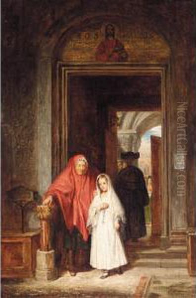 The First Communion Oil Painting by Charles West Cope