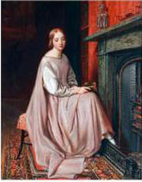 Fireside Thoughts Oil Painting by Charles West Cope